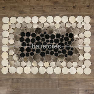 Siyah-Krem Geçişli Deri Patchwork Halı (2)