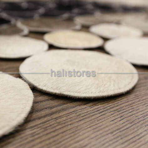 Siyah-Krem Geçişli Deri Patchwork Halı - 3