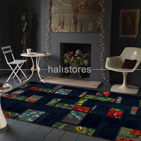Siyah Patchwork Anadolu Kırkyama Kilim - 1
