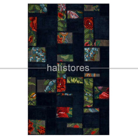 Siyah Patchwork Anadolu Kırkyama Kilim - 2