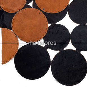 Siyah Yuvarlak Deri Patchwork Halı (4)