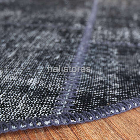Siyah Yuvarlak Patchwork Halı - 4