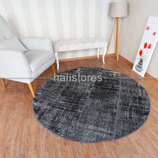 Siyah Yuvarlak Patchwork Halı (2)