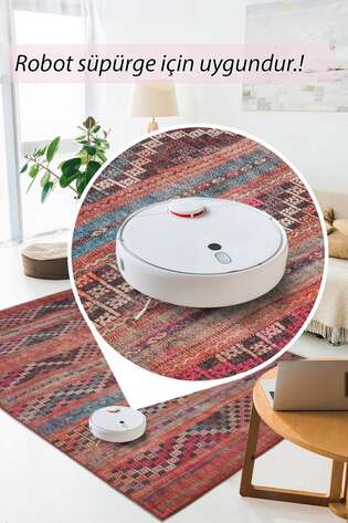 Etnik Desenli Dokuma Taban Dekoratif Renkli Halı HS 226 - 5