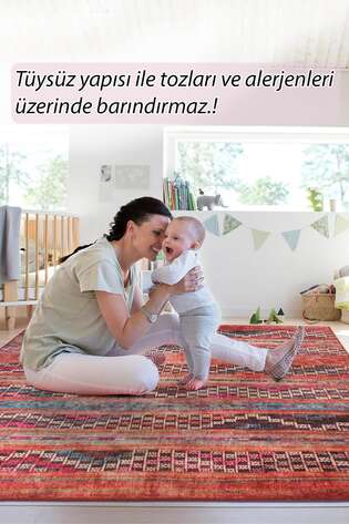 Etnik Desenli Dokuma Taban Dekoratif Renkli Halı HS 226 - 7