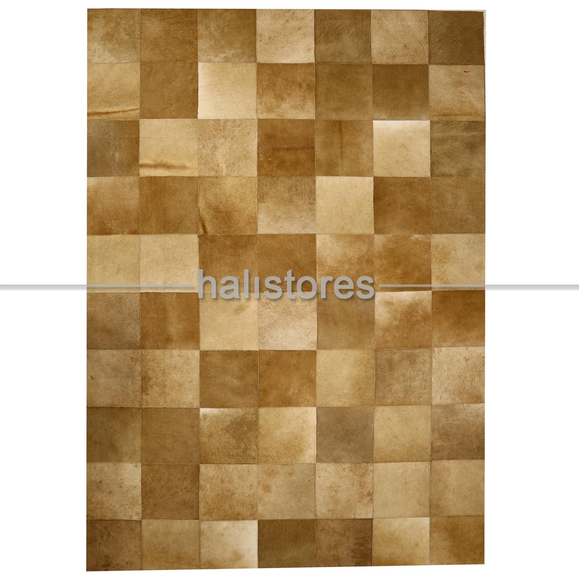 Sütlü Kahve Deri Patchwork Halı