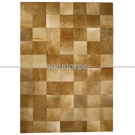 Sütlü Kahve Deri Patchwork Halı - 1