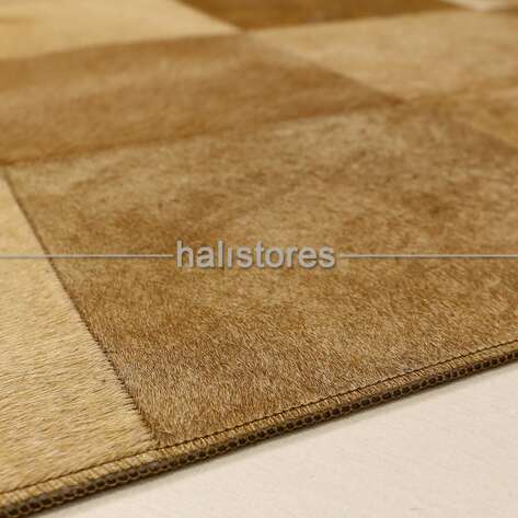 Sütlü Kahve Deri Patchwork Halı - 4
