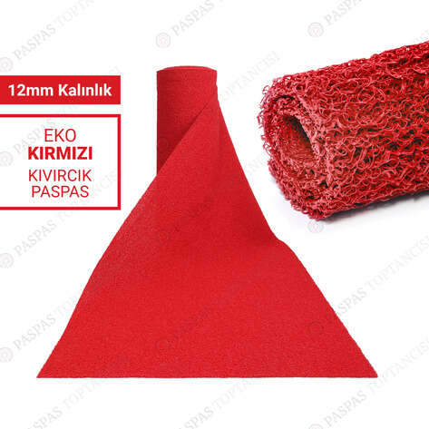 Toptan Kıvırcık Paspas 12 mm Kırmızı - 1