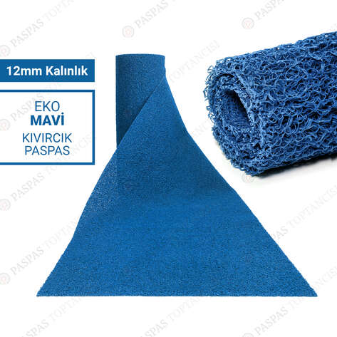 Toptan Kıvırcık Paspas 12 mm Mavi - 1