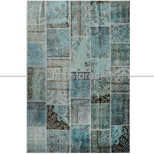 Turkuaz-Mavi Patchwork El Halısı (3)