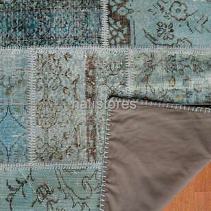 Turkuaz-Mavi Patchwork El Halısı (7)