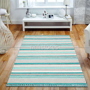 Halıstores - Turkuaz Yıkanabilir Kilim Halı Aztec 01