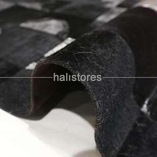 Varak Detaylı Siyah Deri Patchwork Halı - 4