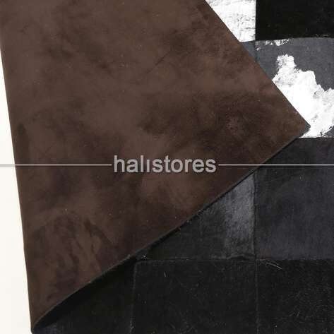 Varak Detaylı Siyah Deri Patchwork Halı - 6