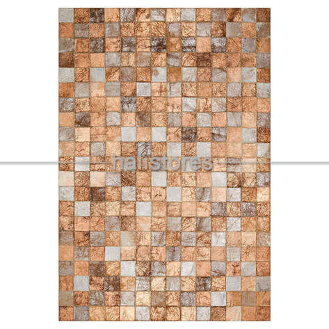 Varaklı Bej Deri Patchwork Halı - 1