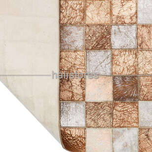 Varaklı Bej Deri Patchwork Halı (4)