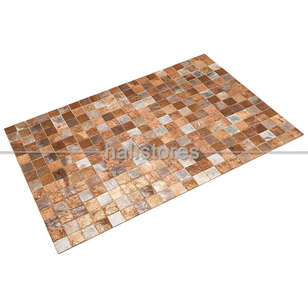 Varaklı Bej Deri Patchwork Halı (2)