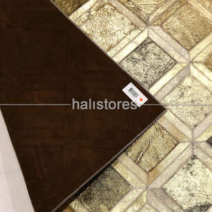 Varaklı Bej-Gold Detaylı Deri Patchwork Halı (5)