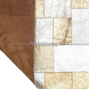 Varaklı Bej-Gri Deri Patchwork Halı (4)
