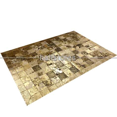 Varaklı Gold Deri Patchwork Halı - 3