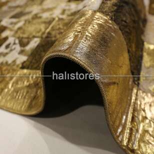 Varaklı Gold Deri Patchwork Halı (4)