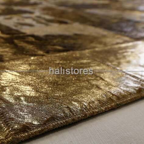Varaklı Gold Deri Patchwork Halı - 5