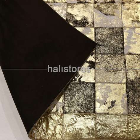 Varaklı Gold Deri Patchwork Halı - 6