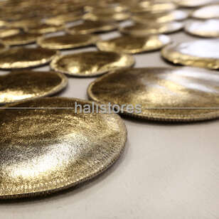 Varaklı Gold Yuvarlak Deri Patchwork Halı (3)
