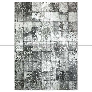 Liviadora - Varaklı Gri Deri Patchwork Halı (1)
