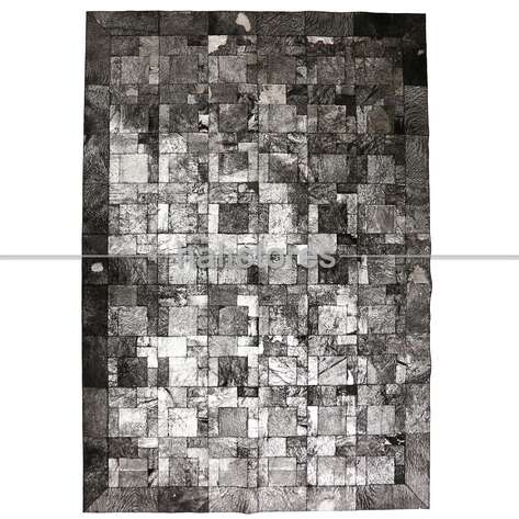 Varaklı Gri-Siyah Deri Patchwork Halı - 2