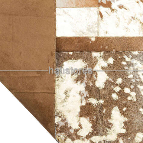 Varaklı Kahve-Bej Deri Patchwork Halı - 4