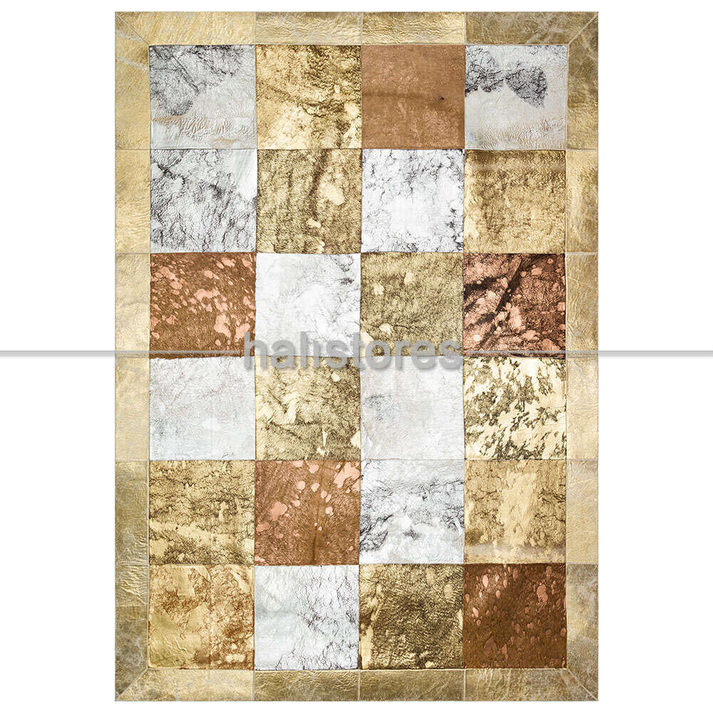 Varaklı Kahve Deri Patchwork Halı