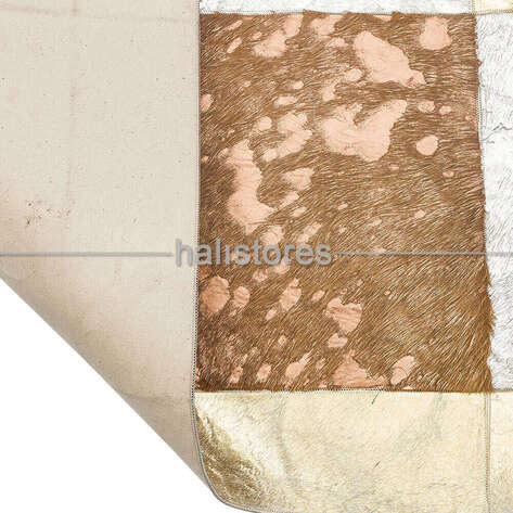 Varaklı Kahve Deri Patchwork Halı - 4