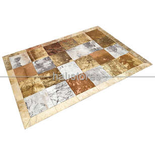 Varaklı Kahve Deri Patchwork Halı (2)