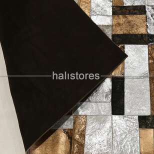 Varaklı Kahve-Gri Deri Patchwork Halı (6)