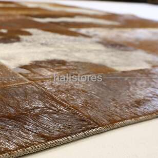 Varaklı Kahve-Krem Deri Patchwork Halı (4)