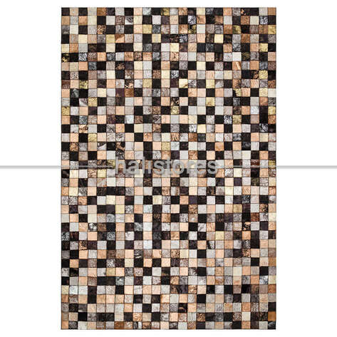 Varaklı Kahve-Siyah Deri Patchwork Halı - 1