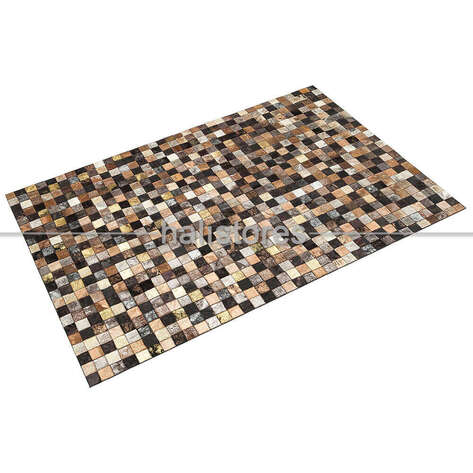 Varaklı Kahve-Siyah Deri Patchwork Halı - 2