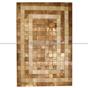 Varaklı Krem-Kahve Deri Patchwork Halı (2)