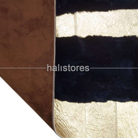 Varaklı Siyah Deri Patchwork Halı - 4