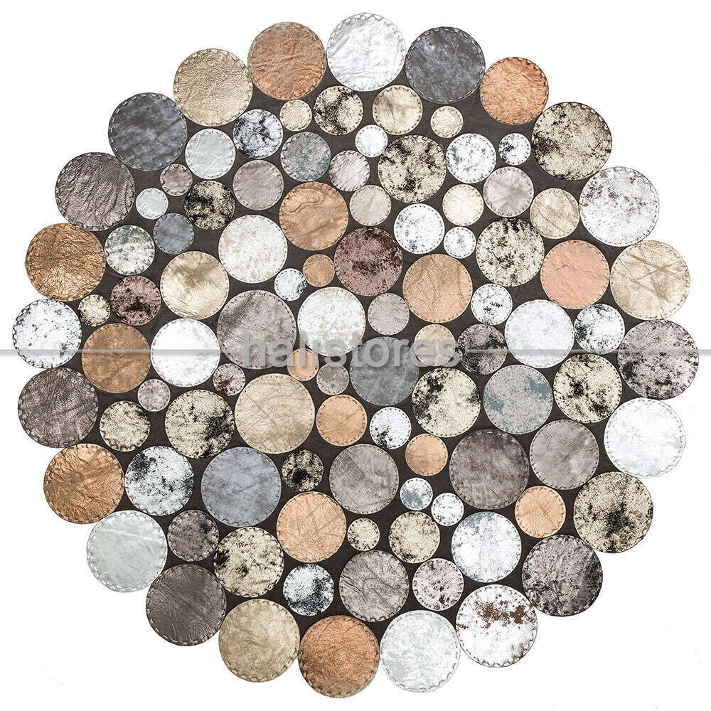 Varaklı Yuvarlak Deri Patchwork Halı