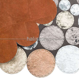 Varaklı Yuvarlak Deri Patchwork Halı (4)