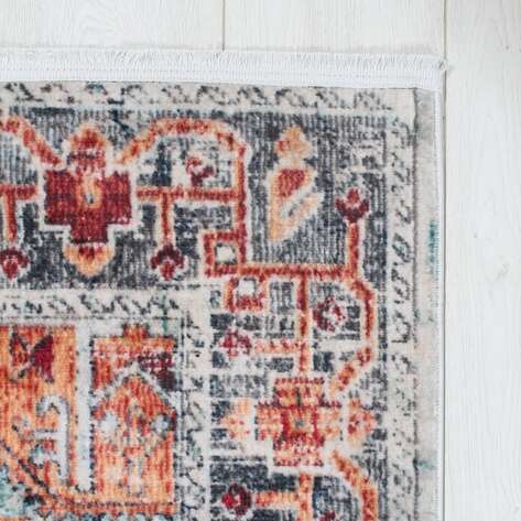 Vintage Desenli Eksitme Görünümlü Yumuşak Dokulu Yıkanabilir Halı - 4