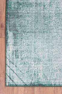 Vintage Eskitme Desenli Dokuma Taban Dekoratif Yeşil Halı HS 223 (3)