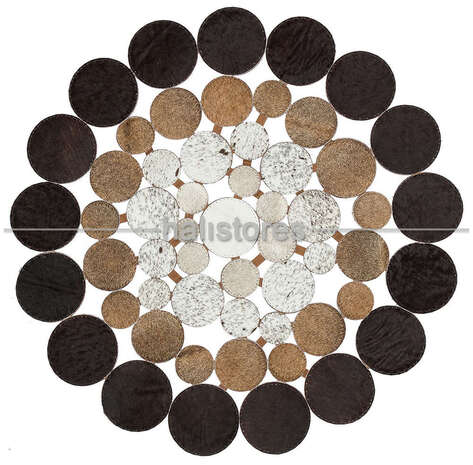 Yuvarlak Deri Patchwork Halı - 1