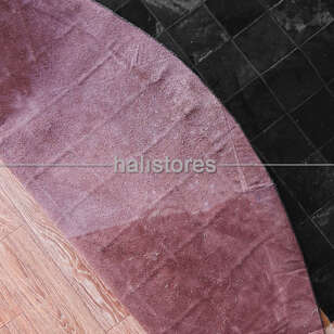 Yuvarlak Deri Patchwork Halı Siyah (6)