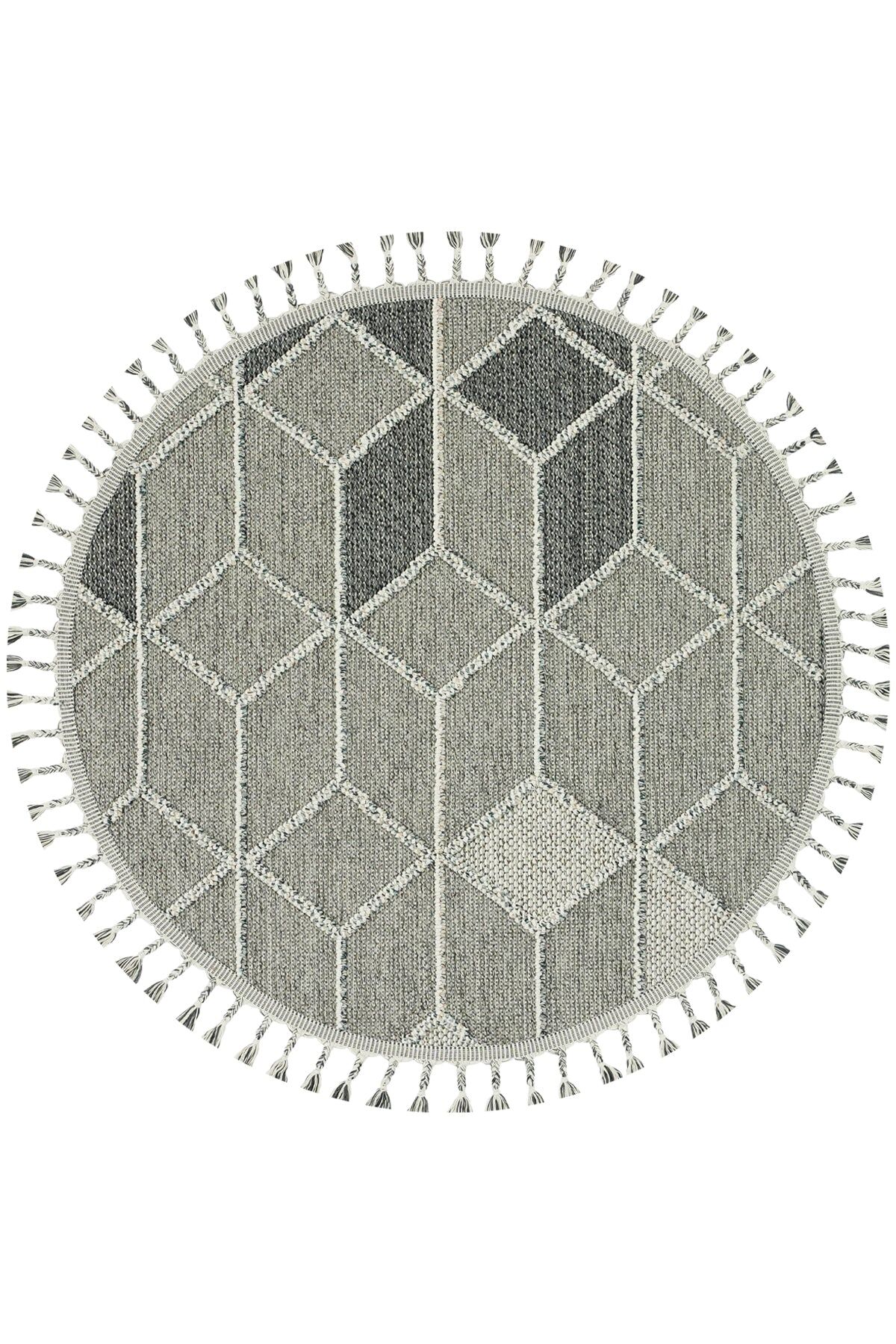 Yuvarlak Etnik Desenli Gri Halı Soho SH 03