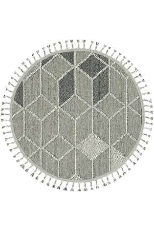 Yuvarlak Etnik Desenli Gri Halı Soho SH 03 - 1