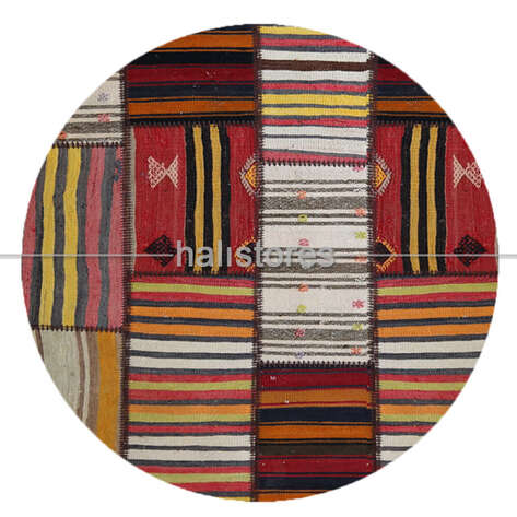 Yuvarlak Kilim Patchwork Halı 2201 - 1